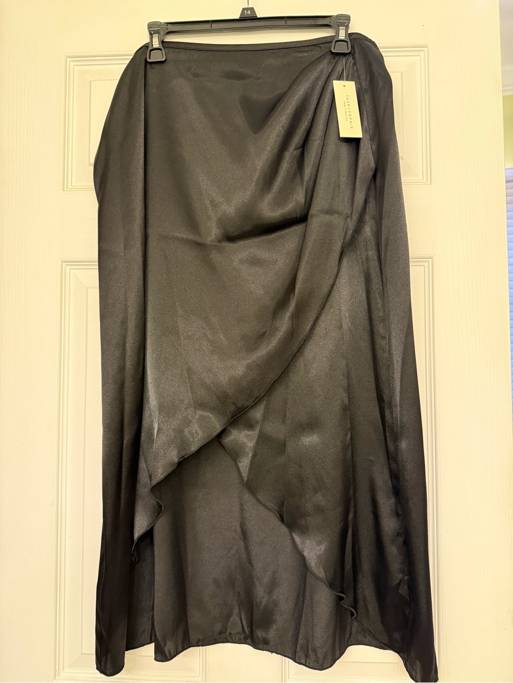 Asymmetrical Black Draped Midi Skirt - Tash + Sophie